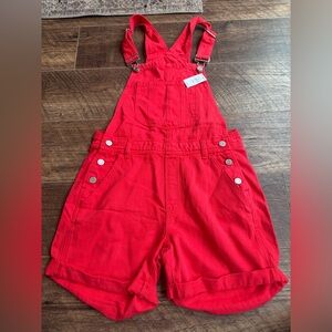 GAP Red Denim Short Overalls